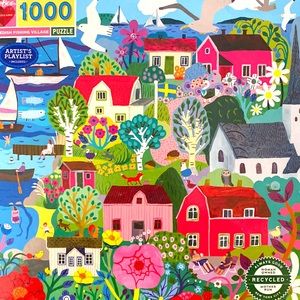 Eeboo Swedish Fishing Village 1000 Piece Puzzle Missing one piece